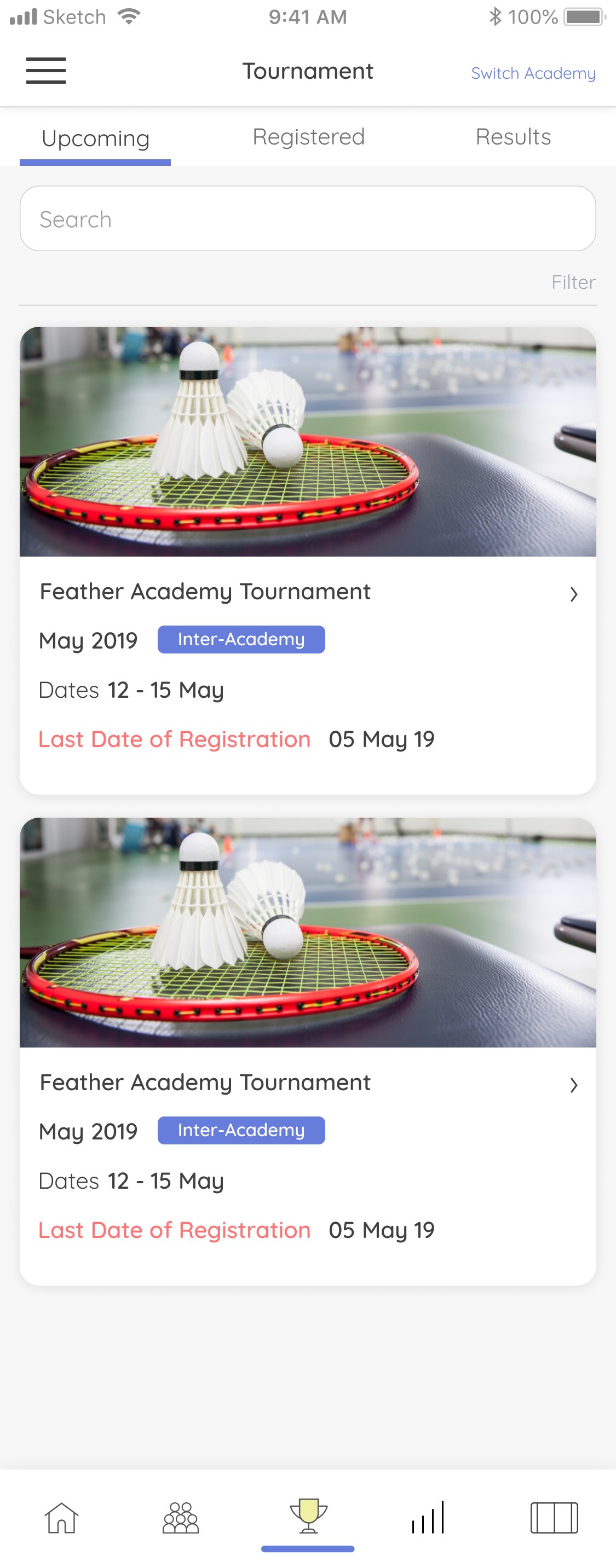 Tournament discovery across academies